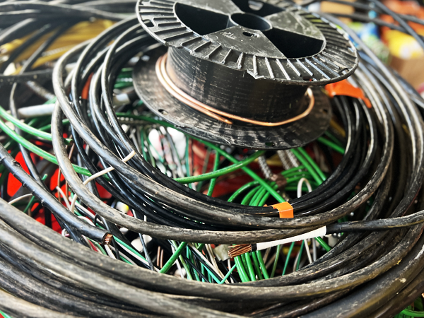 Photo of an electrical panel wiring