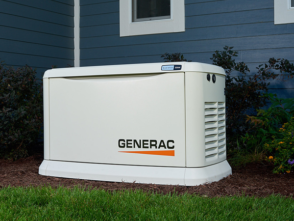 Photo of a white Generac generator